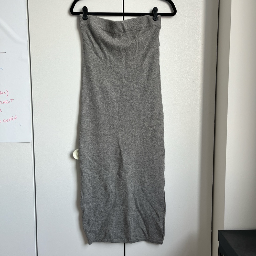 T by Alexander Wang Wool-Cashmere Blend Knit Tube Dress in Grey, US S